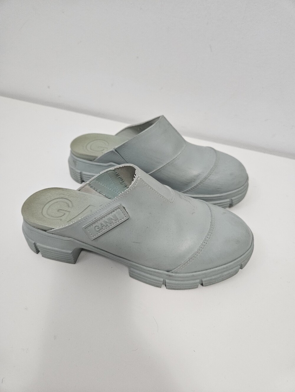GANNI Rubber City Clog Sz 7.5 / 38 Eur Green